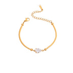 Bestselling Titanium Steel 18K Gold Bracelet | Teardrop & Marquise Zirconia Snake Bone Chain - UMI