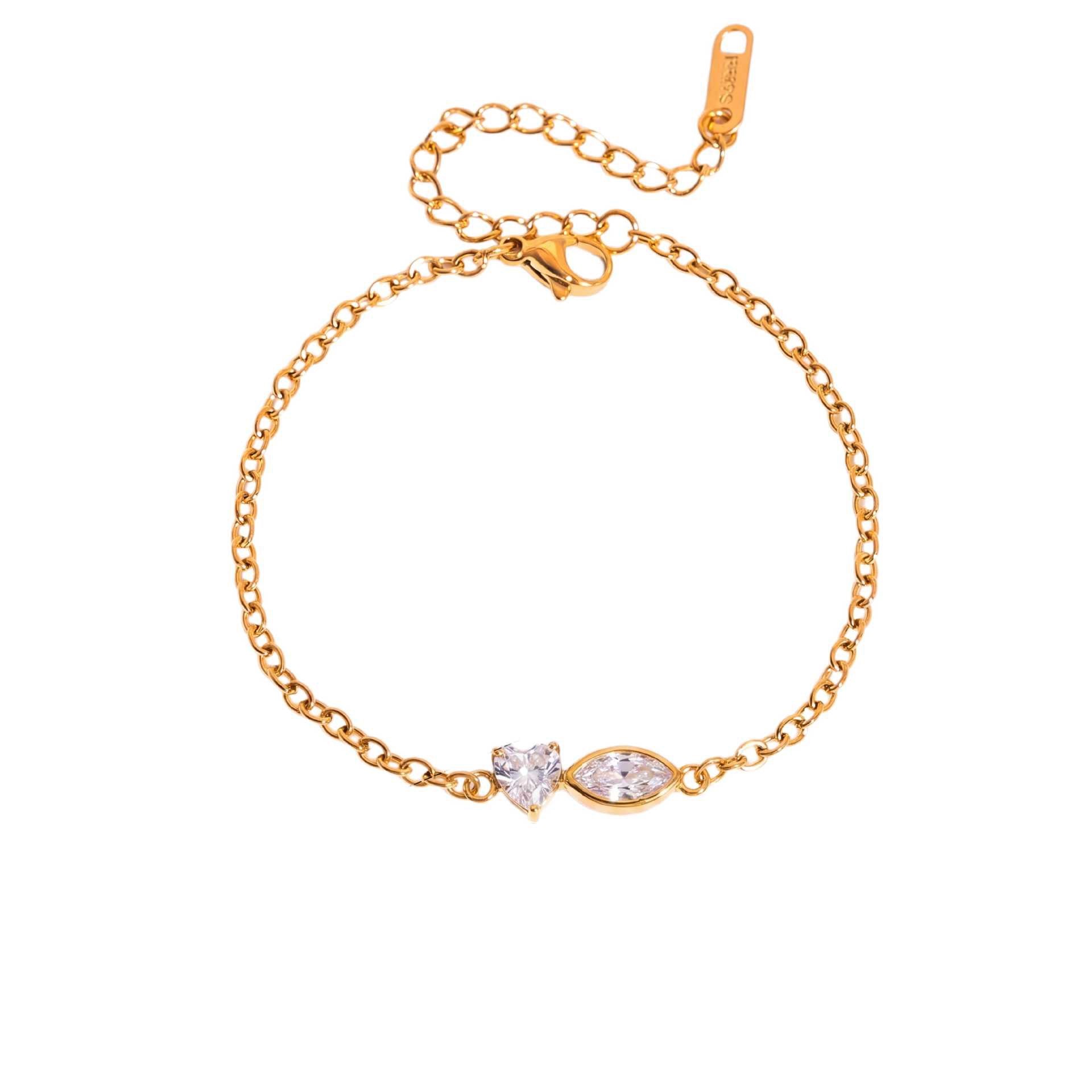 Bestselling Titanium Steel 18K Gold Bracelet | Teardrop & Marquise Zirconia Snake Bone Chain