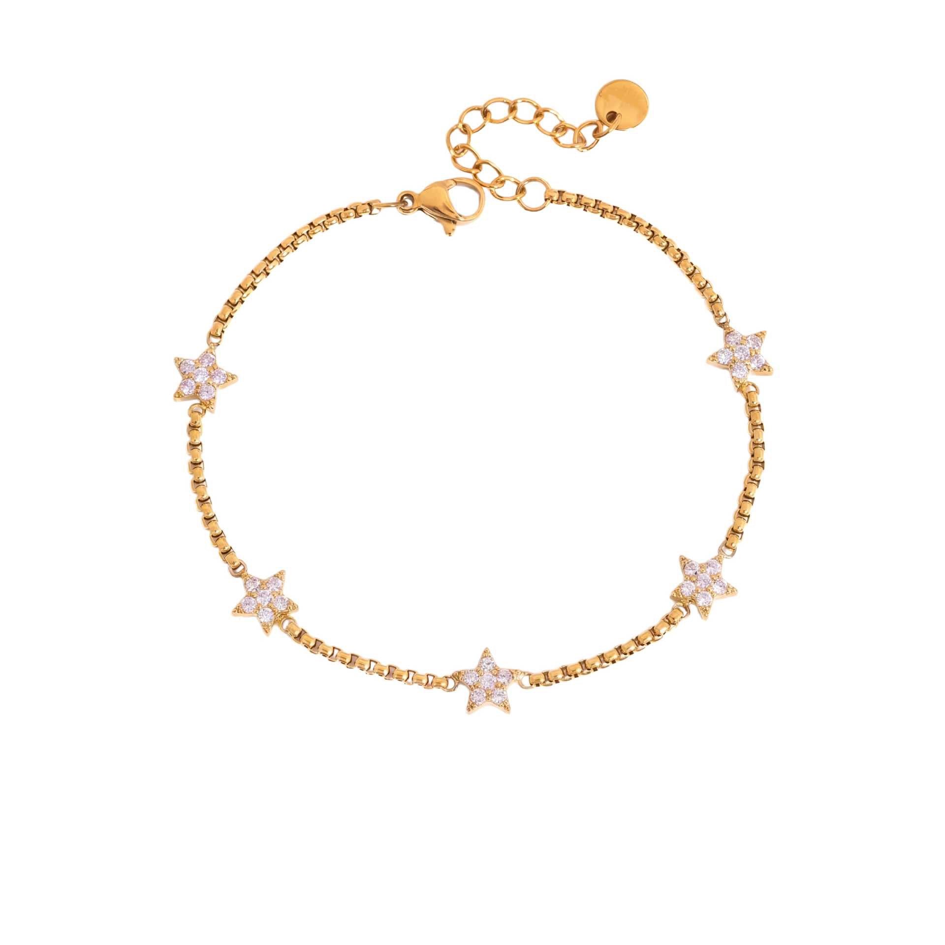 Bestselling Titanium Steel 18K Gold Bracelet | Teardrop & Marquise Zirconia Snake Bone Chain