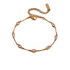 Bestselling Titanium Steel 18K Gold Bracelet | Teardrop & Marquise Zirconia Snake Bone Chain - UMI