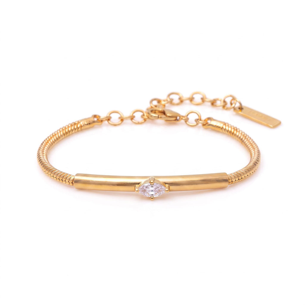 Luxury Snake Bone & Colourful Braided Rope Bracelet | Geometric Zirconia Arc Tube Bangle