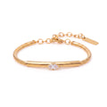 Luxury Snake Bone & Colourful Braided Rope Bracelet | Geometric Zirconia Arc Tube Bangle