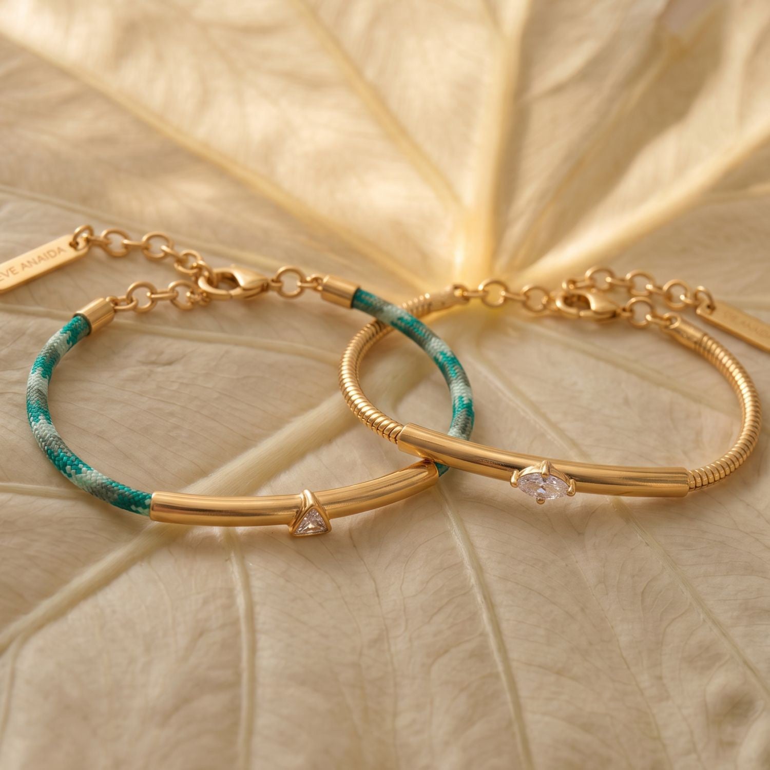 Luxury Snake Bone & Colourful Braided Rope Bracelet | Geometric Zirconia Arc Tube Bangle