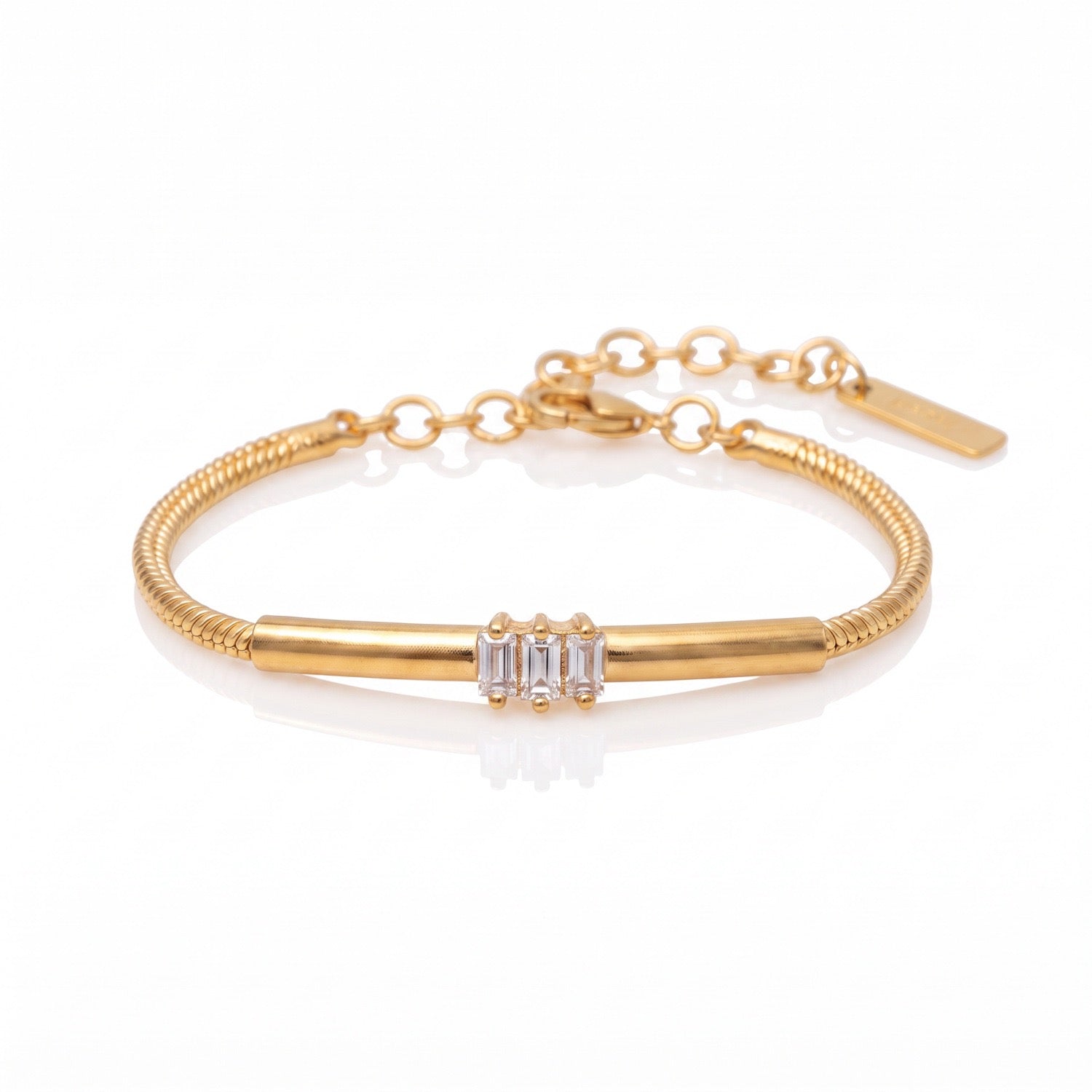 Luxury Snake Bone & Colourful Braided Rope Bracelet | Geometric Zirconia Arc Tube Bangle