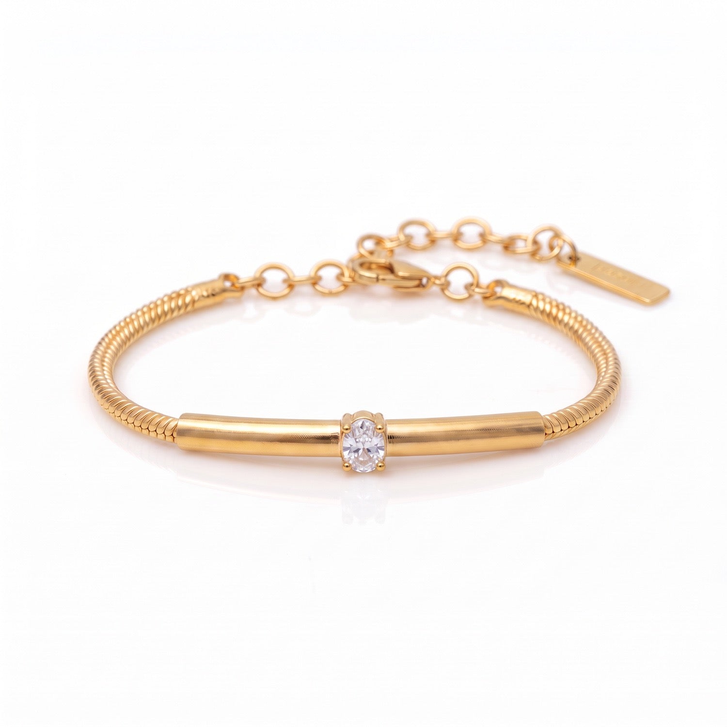 Luxury Snake Bone & Colourful Braided Rope Bracelet | Geometric Zirconia Arc Tube Bangle