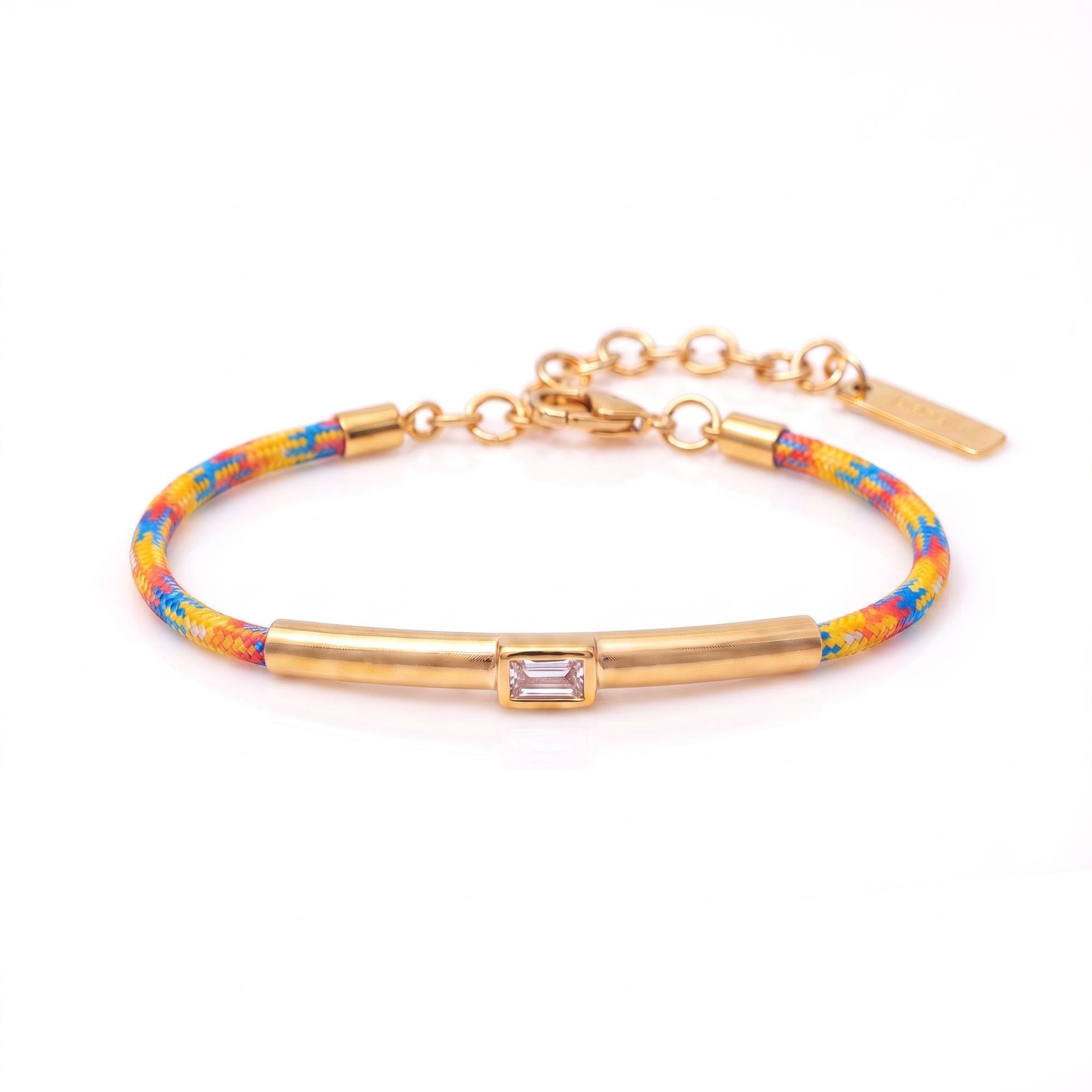 Luxury Snake Bone & Colourful Braided Rope Bracelet | Geometric Zirconia Arc Tube Bangle
