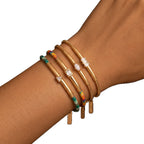 Luxury Snake Bone & Colourful Braided Rope Bracelet | Geometric Zirconia Arc Tube Bangle - UMI
