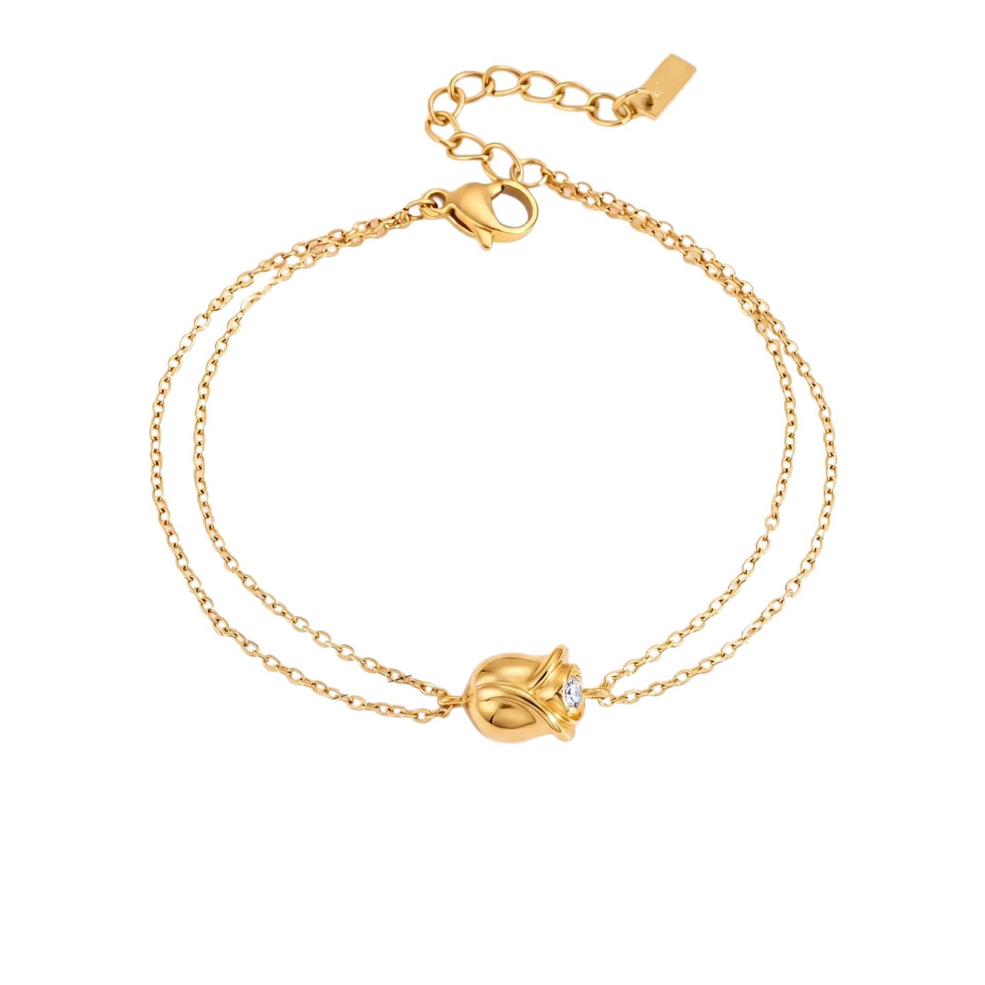 Bestselling Titanium Steel Bracelet | Snake Bone Chain with Square, Marquise & Heart Zirconia | 18K Vacuum Plated