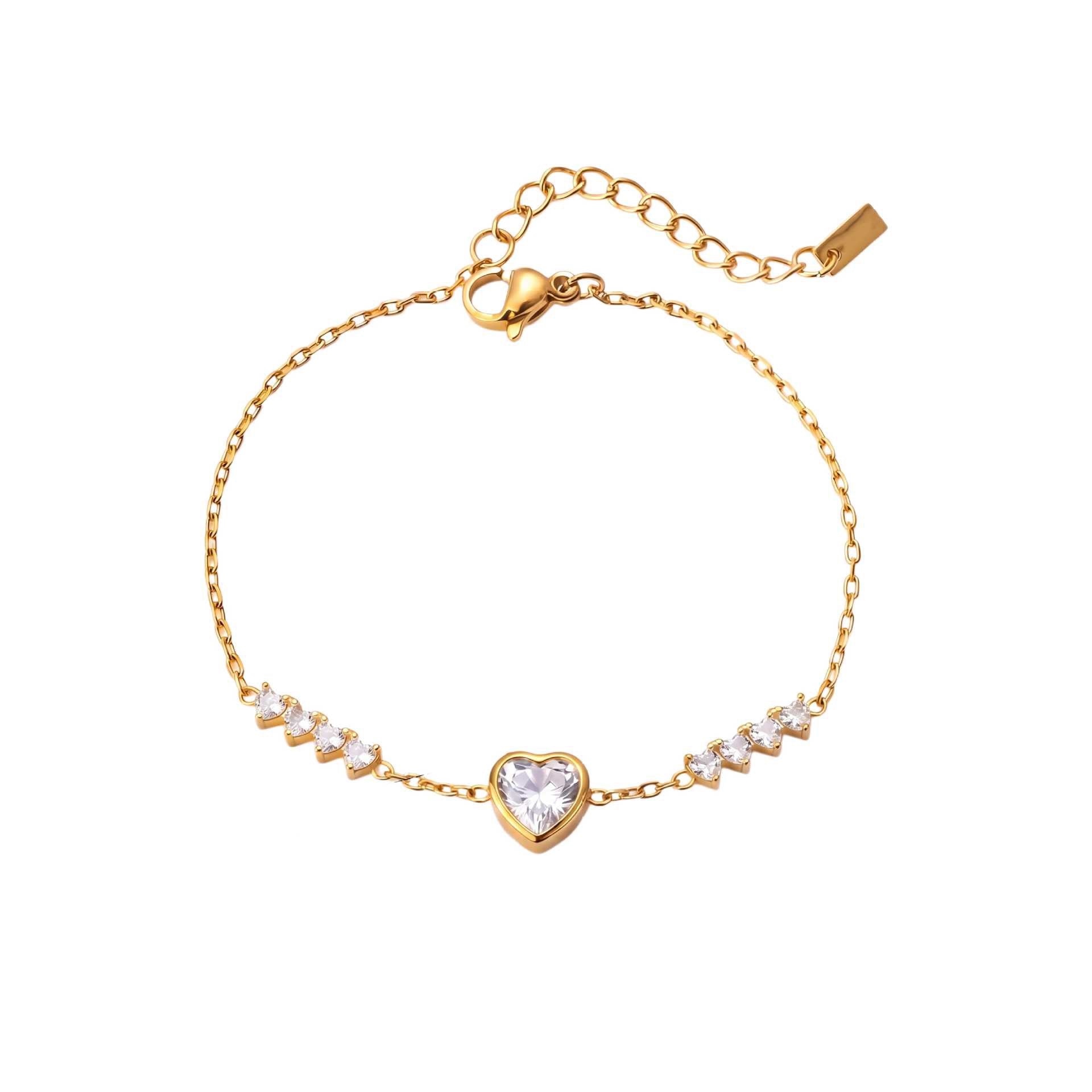 Bestselling Titanium Steel Bracelet | Snake Bone Chain with Square, Marquise & Heart Zirconia | 18K Vacuum Plated