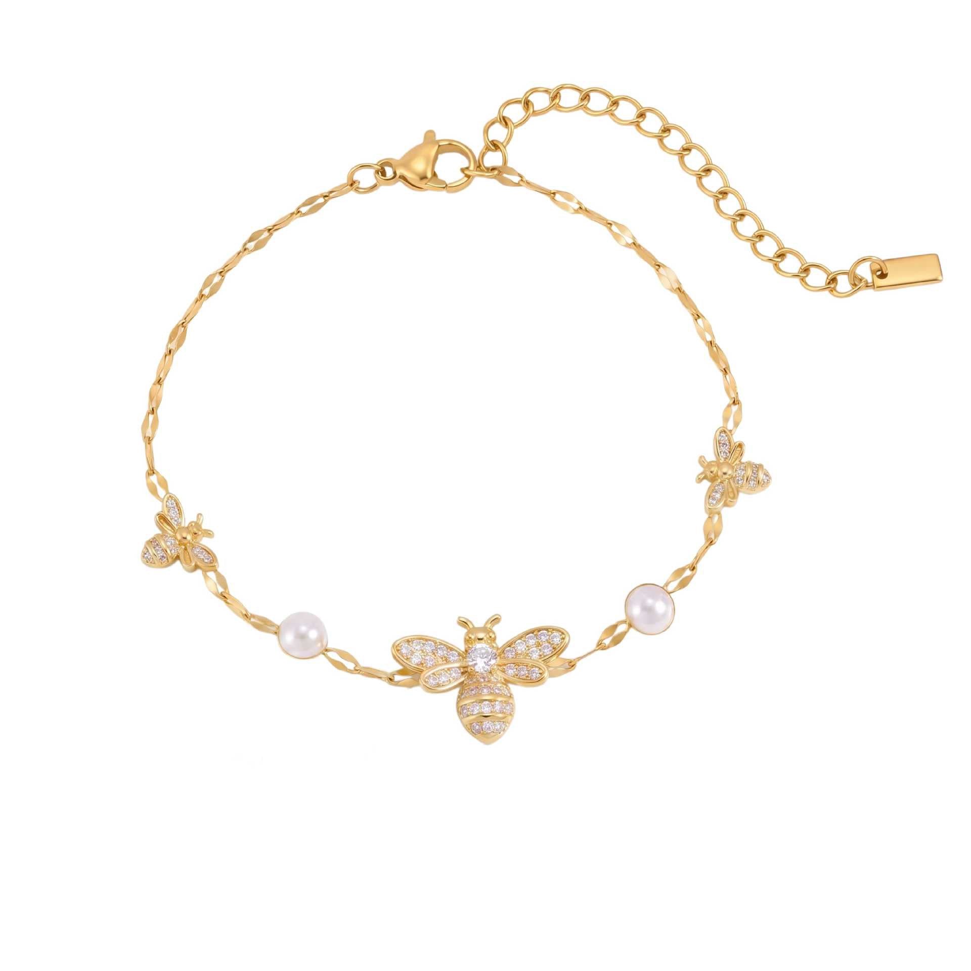 Bestselling Titanium Steel Bracelet | Snake Bone Chain with Square, Marquise & Heart Zirconia | 18K Vacuum Plated