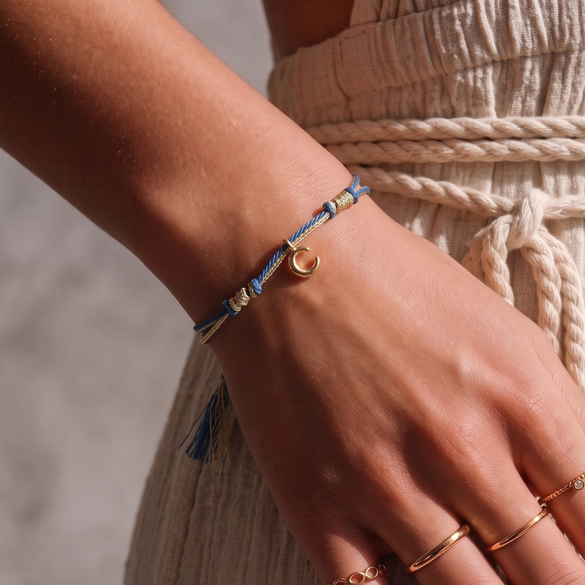 Bestselling Gold Bracelet | Braided Rope & Black Beaded Strand | Minimalist Everyday Style