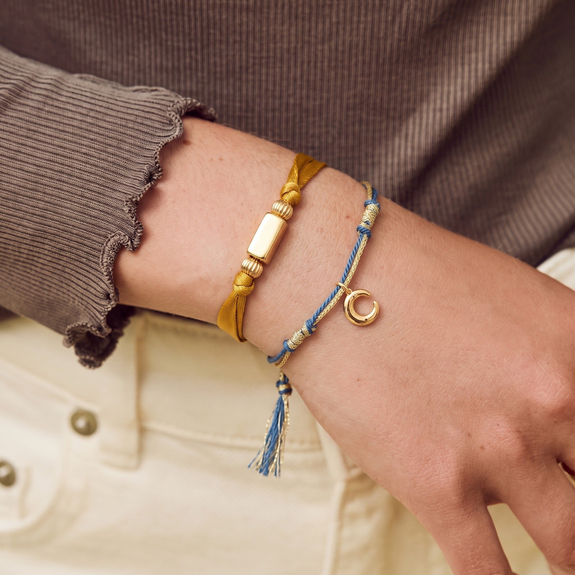 Bestselling Gold Bracelet | Braided Rope & Black Beaded Strand | Minimalist Everyday Style