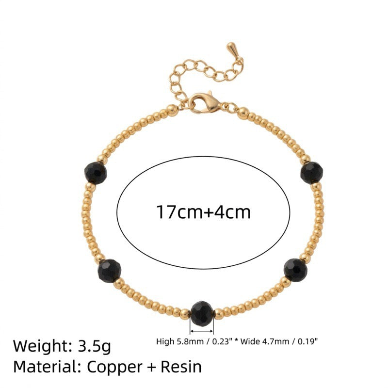 Bestselling Gold Bracelet | Braided Rope & Black Beaded Strand | Minimalist Everyday Style