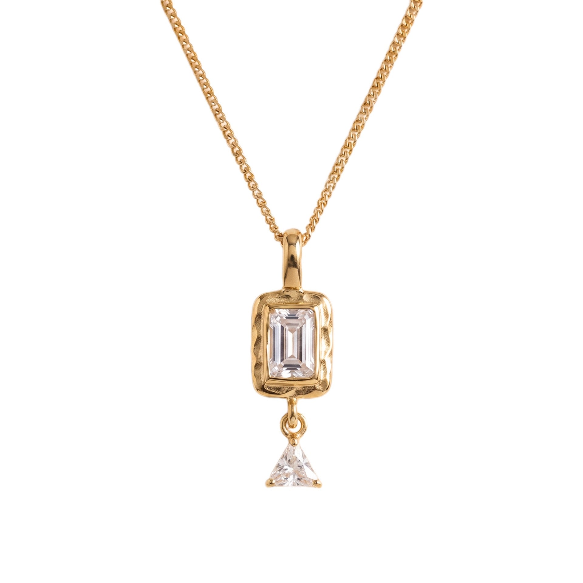 Bestselling Titanium Steel Geometric Zirconia Necklace & Bracelet Set | Minimalist Luxury 18K Gold Vacuum Plated