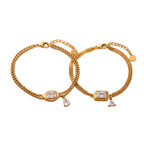 Bestselling Titanium Steel Geometric Zirconia Necklace & Bracelet Set | Minimalist Luxury 18K Gold Vacuum Plated - UMI
