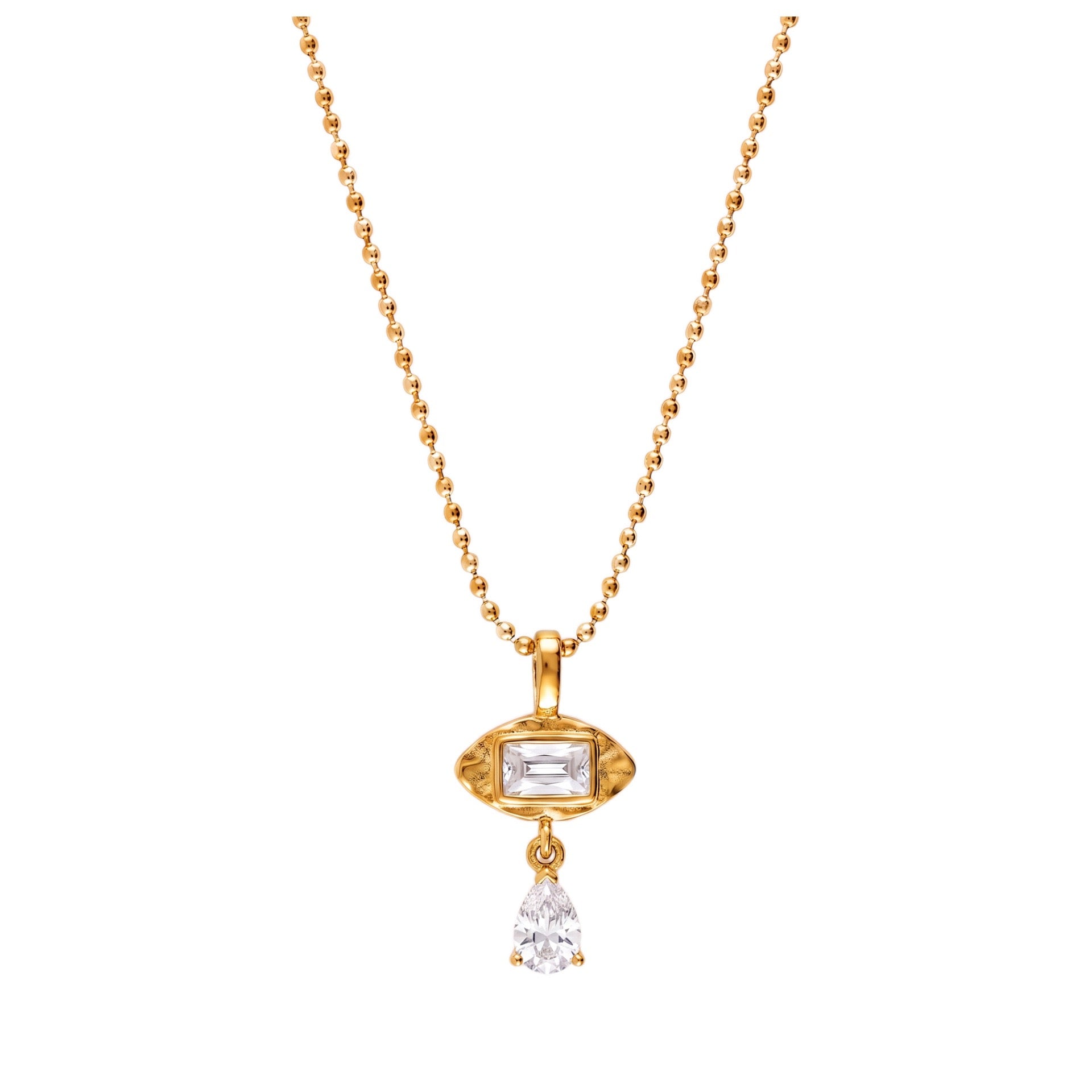 Bestselling Titanium Steel Geometric Zirconia Necklace & Bracelet Set | Minimalist Luxury 18K Gold Vacuum Plated