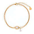 Bestselling Titanium Steel Geometric Zirconia Necklace & Bracelet Set | Minimalist Luxury 18K Gold Vacuum Plated