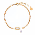 Bestselling Titanium Steel Geometric Zirconia Necklace & Bracelet Set | Minimalist Luxury 18K Gold Vacuum Plated - UMI