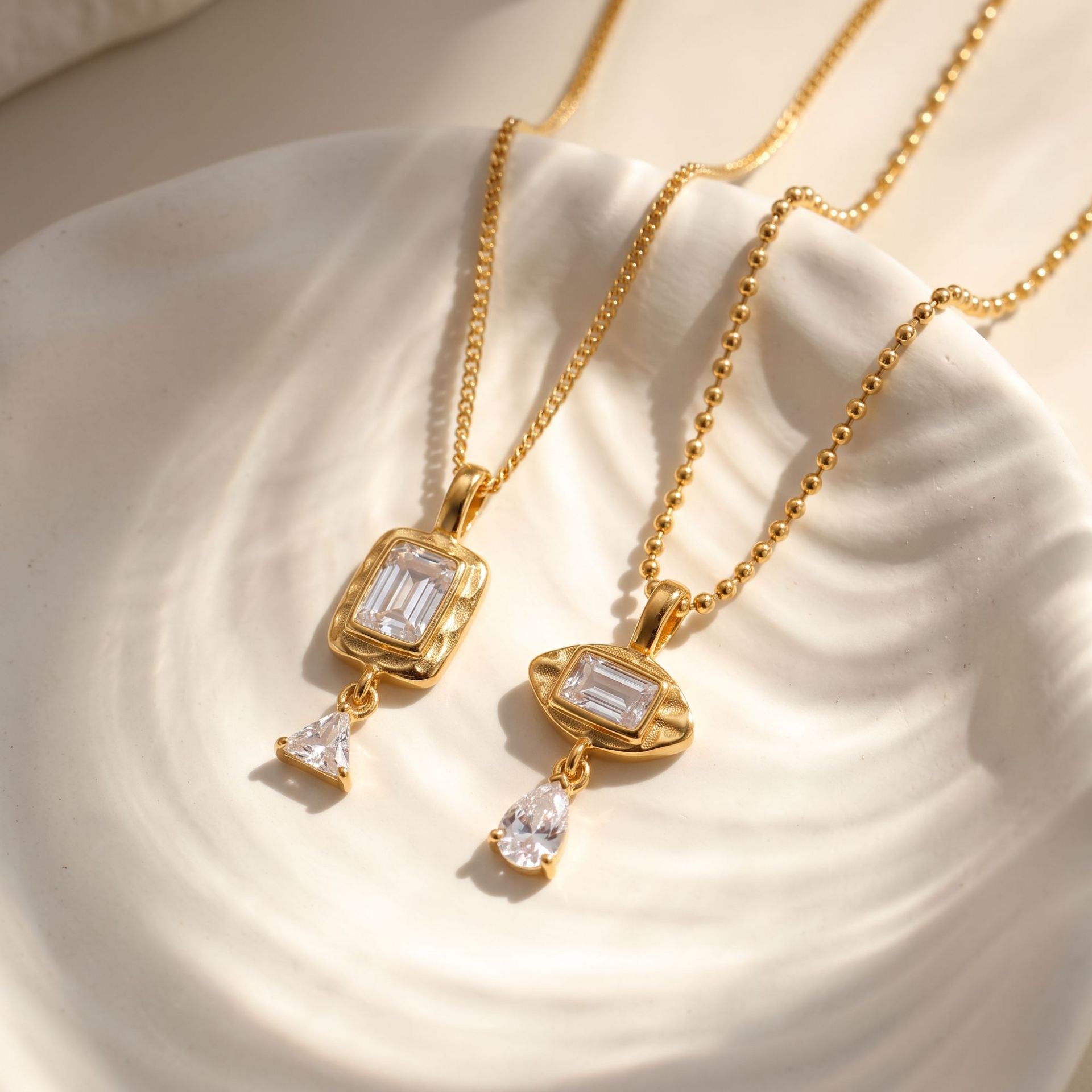 Bestselling Titanium Steel Geometric Zirconia Necklace & Bracelet Set | Minimalist Luxury 18K Gold Vacuum Plated