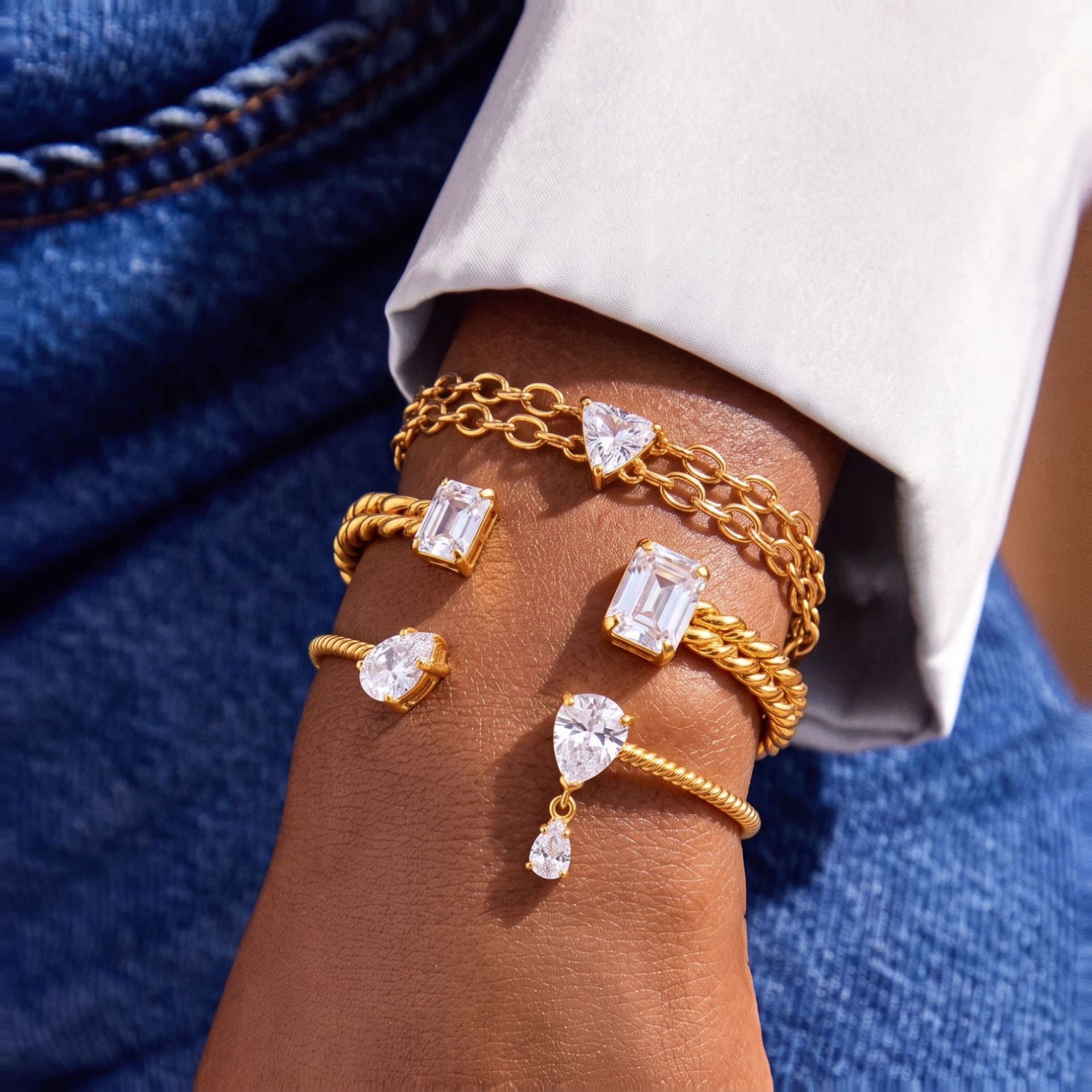 Bestselling New Titanium Steel Twisted Open Bangle | Geometric Zirconia Bracelet | Versatile Everyday Style