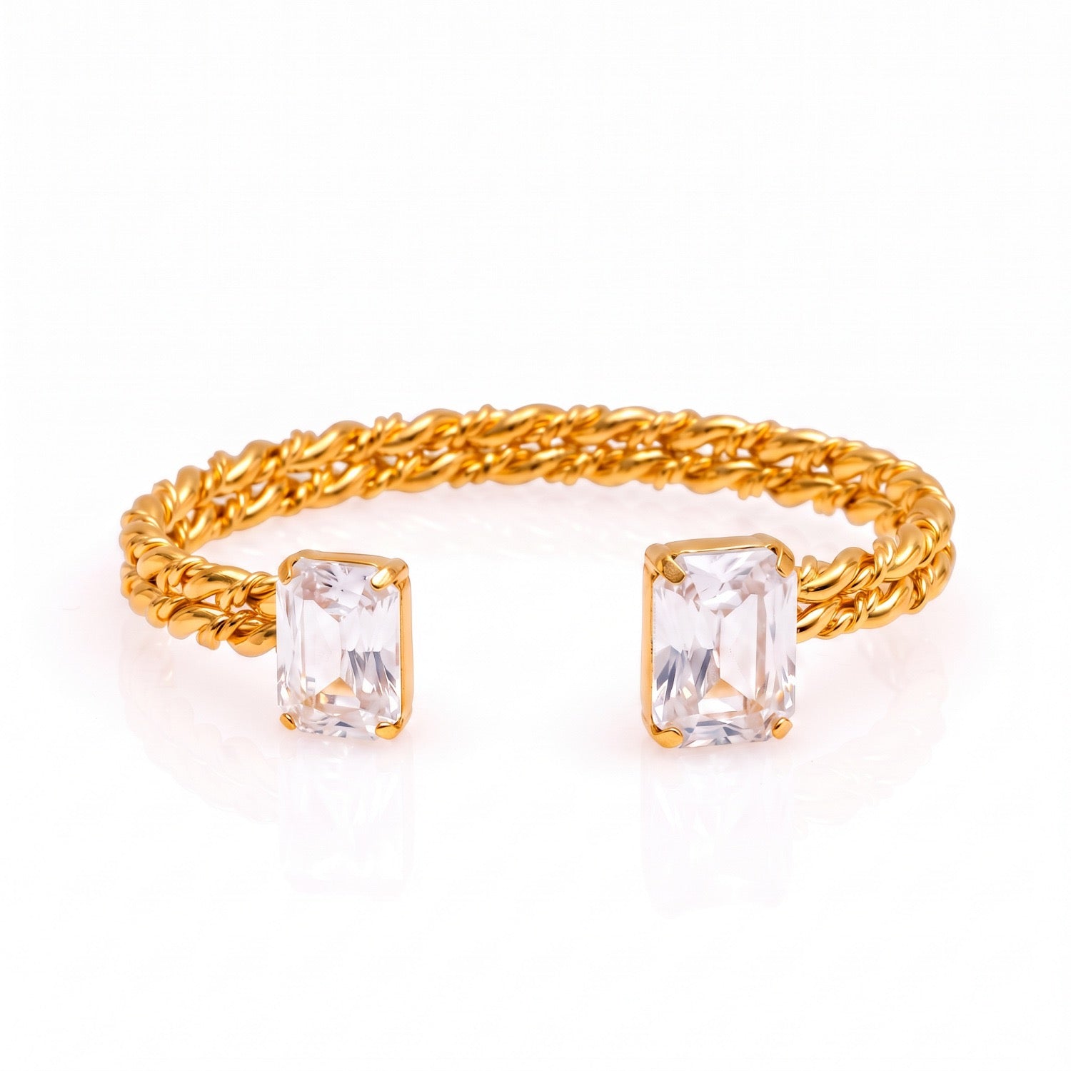 Bestselling New Titanium Steel Twisted Open Bangle | Geometric Zirconia Bracelet | Versatile Everyday Style