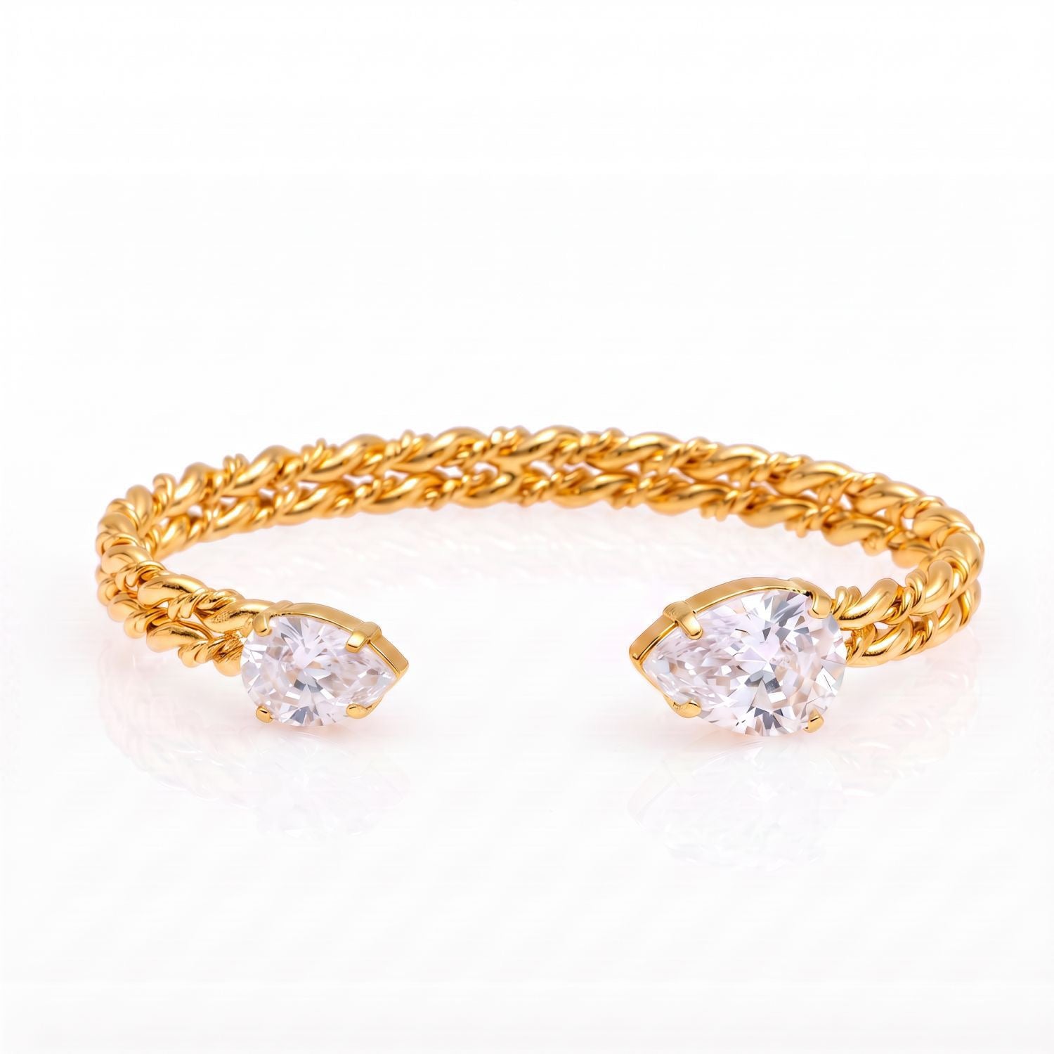 Bestselling New Titanium Steel Twisted Open Bangle | Geometric Zirconia Bracelet | Versatile Everyday Style
