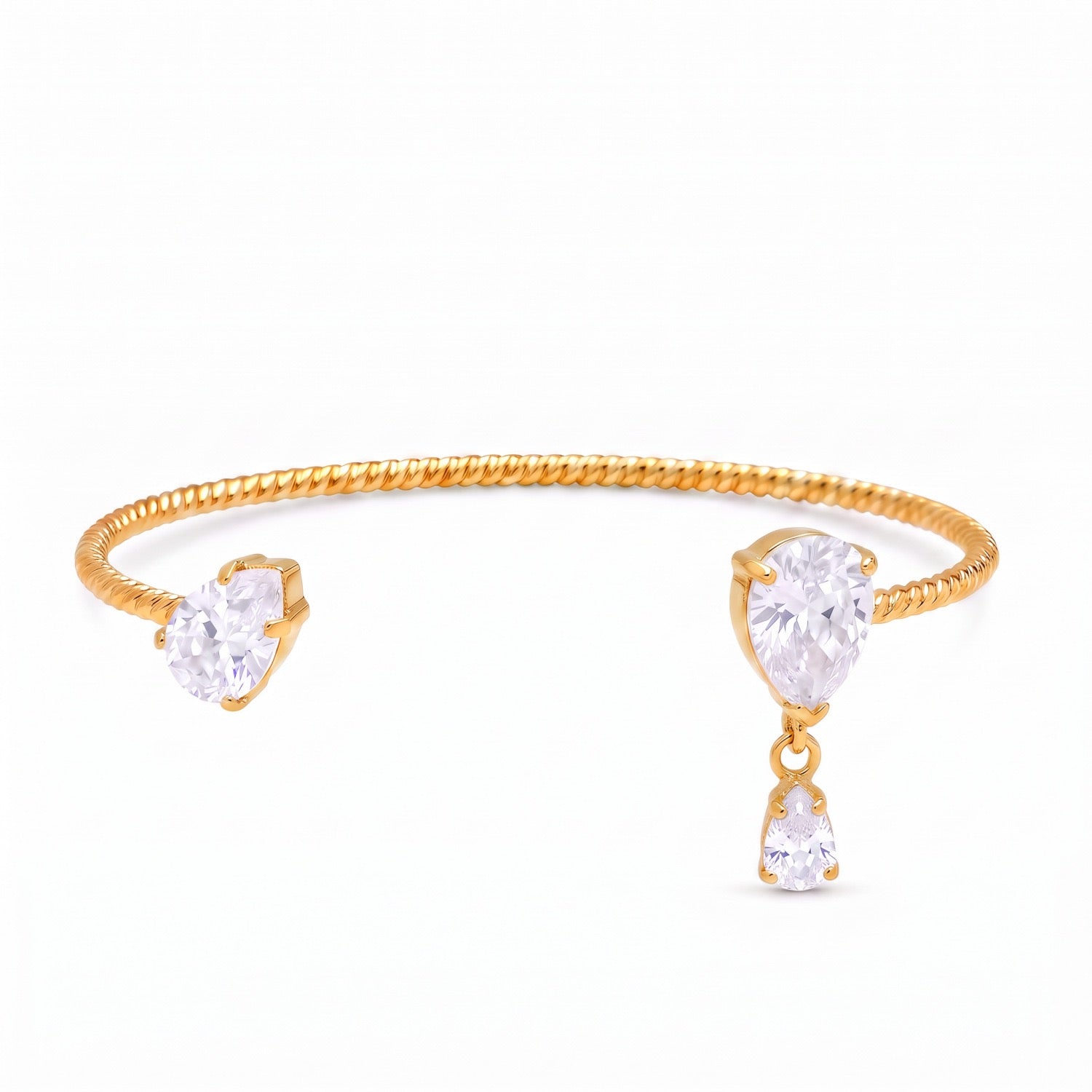 Bestselling New Titanium Steel Twisted Open Bangle | Geometric Zirconia Bracelet | Versatile Everyday Style