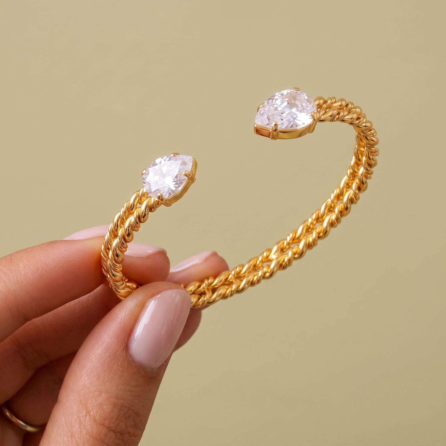 Bestselling New Titanium Steel Twisted Open Bangle | Geometric Zirconia Bracelet | Versatile Everyday Style