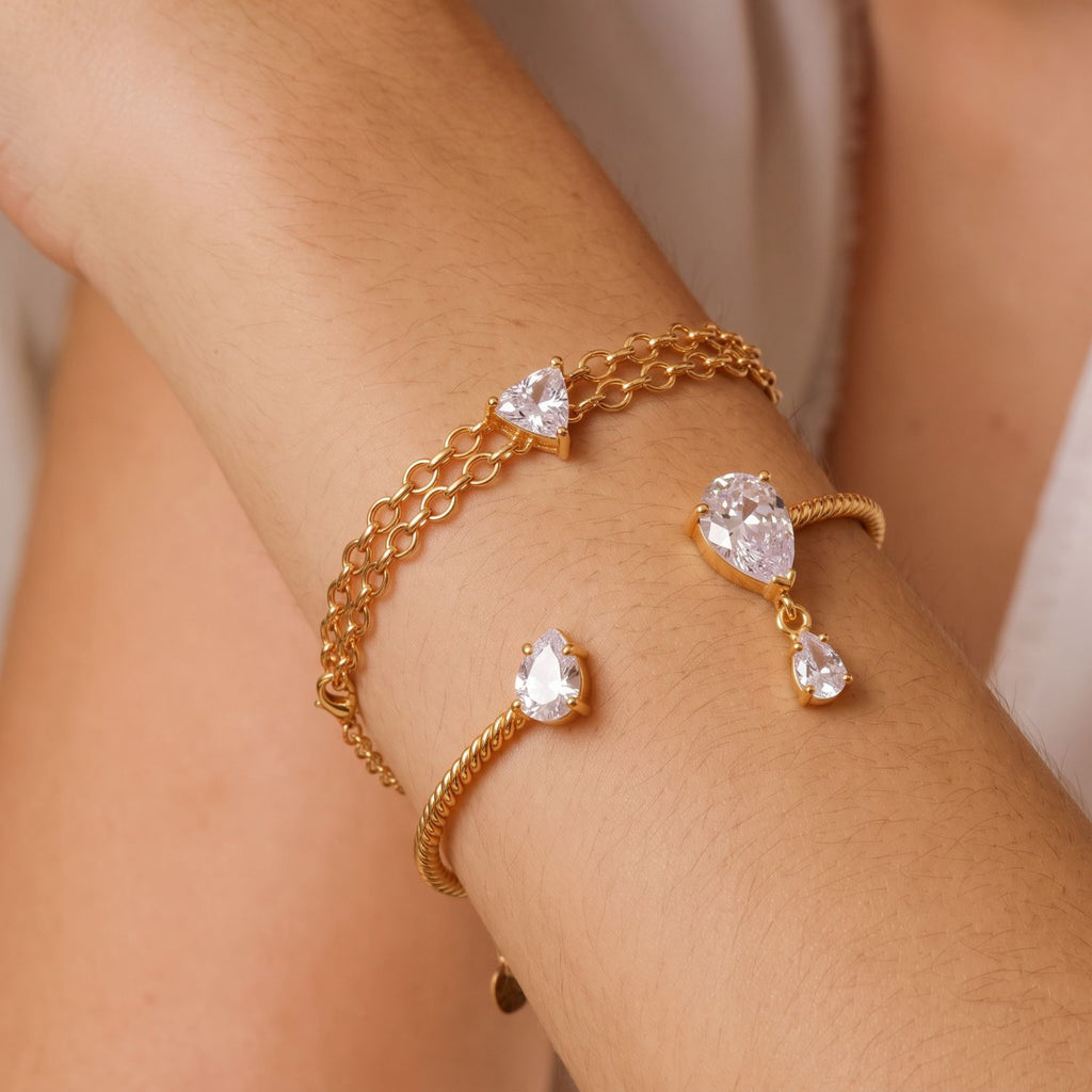 Bestselling New Titanium Steel Twisted Open Bangle | Geometric Zirconia Bracelet | Versatile Everyday Style