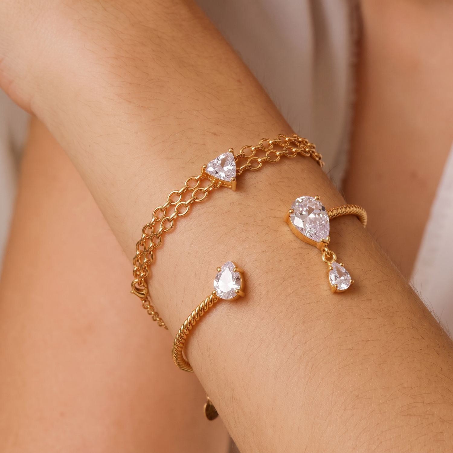 Bestselling New Titanium Steel Twisted Open Bangle | Geometric Zirconia Bracelet | Versatile Everyday Style