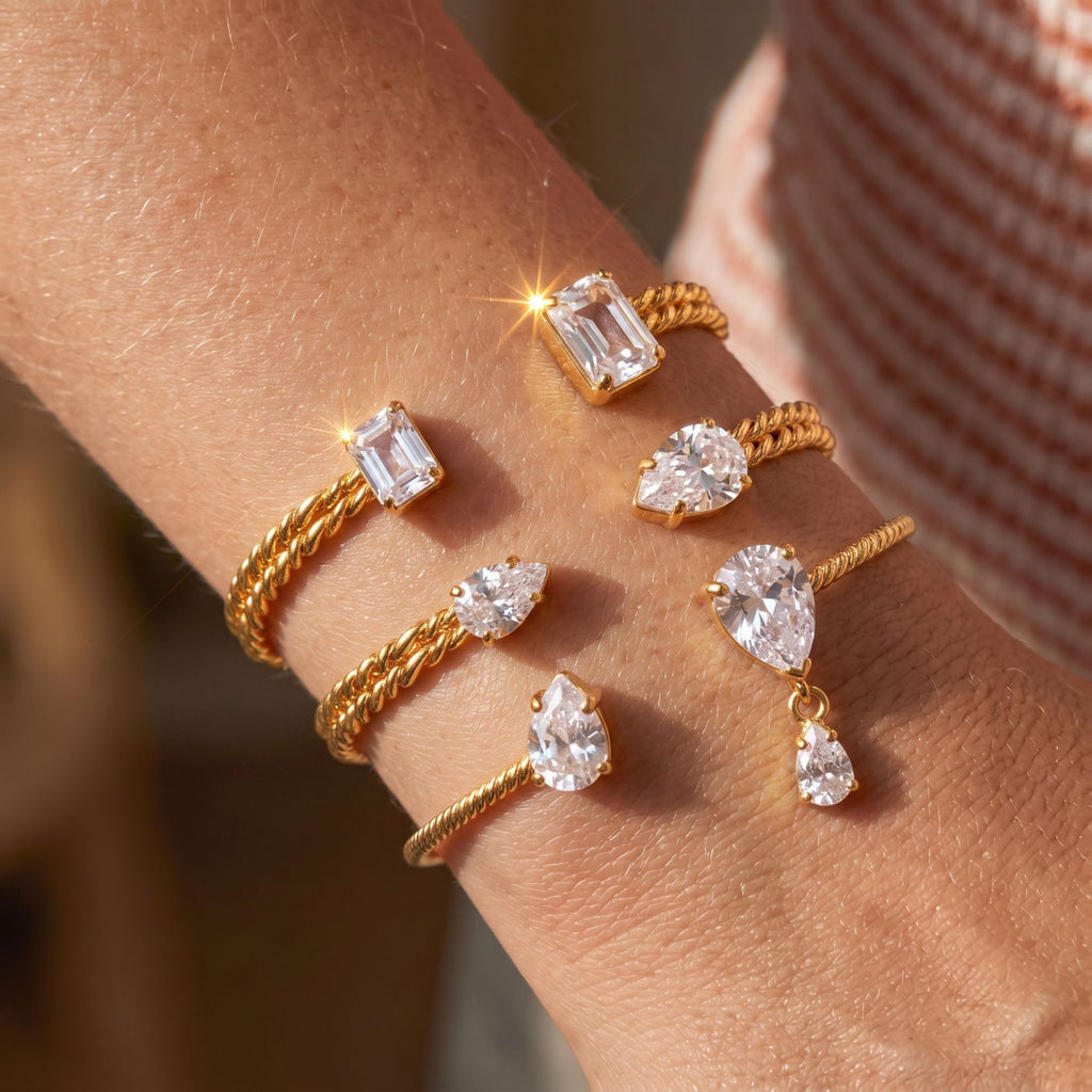 Bestselling New Titanium Steel Twisted Open Bangle | Geometric Zirconia Bracelet | Versatile Everyday Style