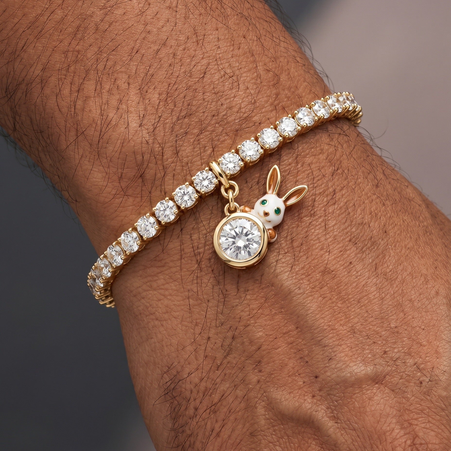 New Titanium Steel Geometric Zirconia Animal Bracelet | Minimalist Oval Design | 18K Gold Vacuum Plated