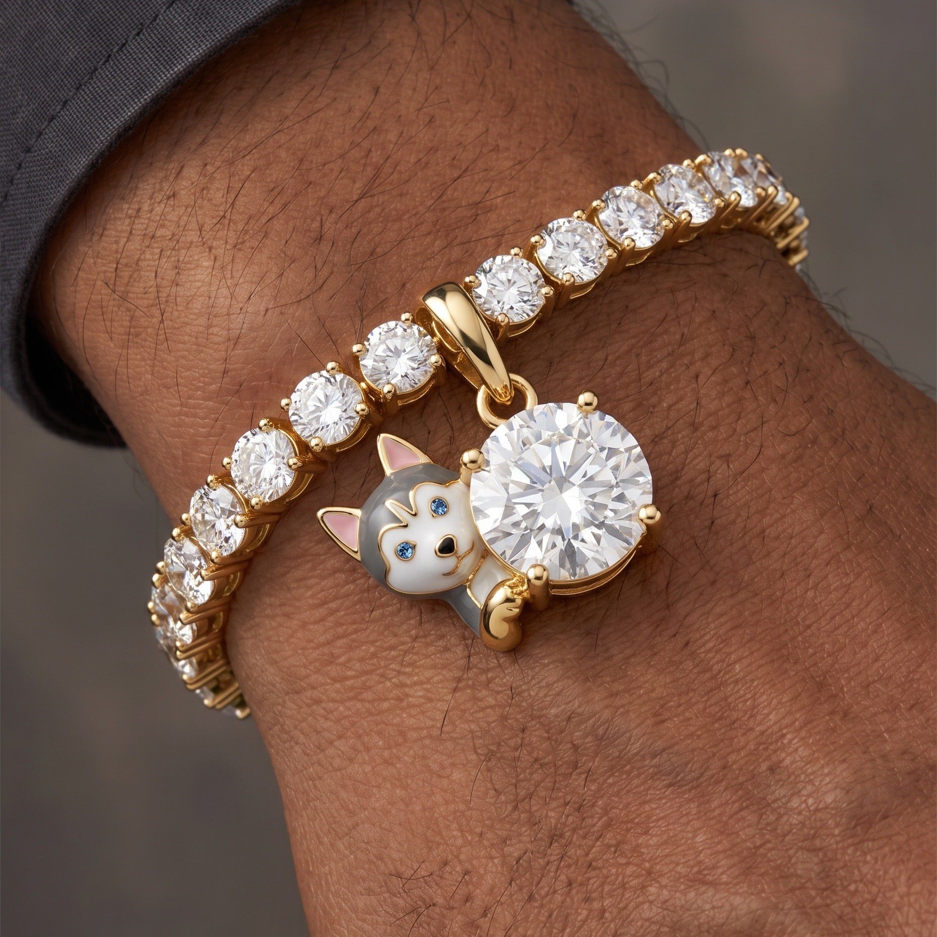 New Titanium Steel Geometric Zirconia Animal Bracelet | Minimalist Oval Design | 18K Gold Vacuum Plated
