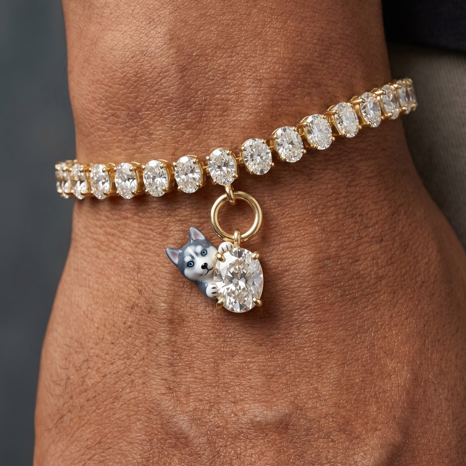 New Titanium Steel Geometric Zirconia Animal Bracelet | Minimalist Oval Design | 18K Gold Vacuum Plated