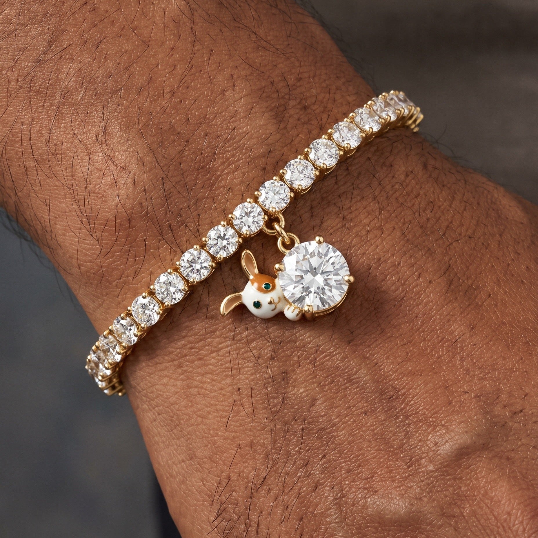New Titanium Steel Geometric Zirconia Animal Bracelet | Minimalist Oval Design | 18K Gold Vacuum Plated