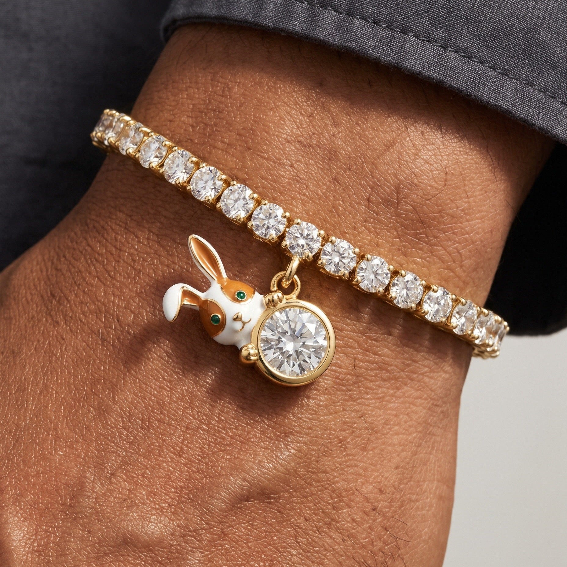 New Titanium Steel Geometric Zirconia Animal Bracelet | Minimalist Oval Design | 18K Gold Vacuum Plated