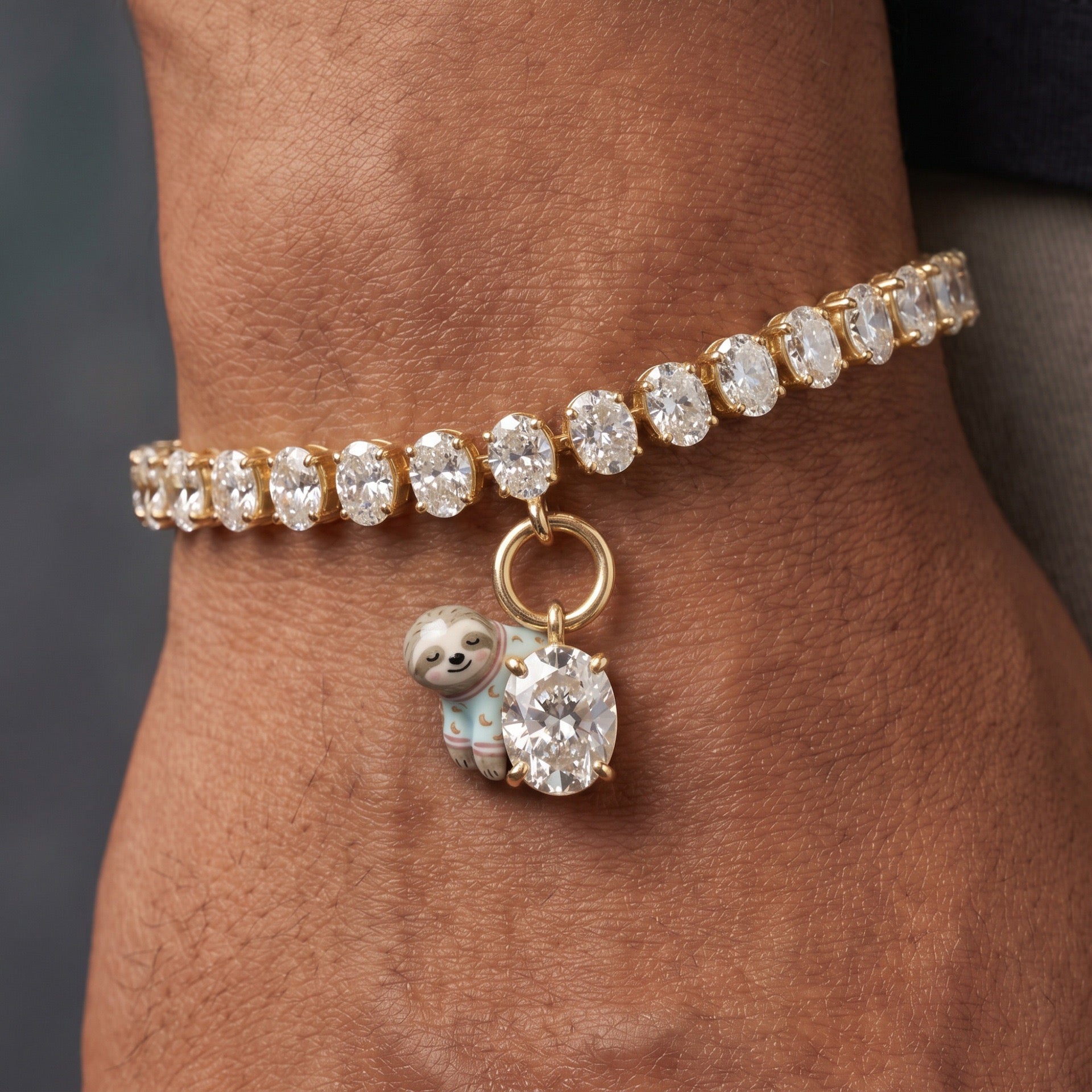New Titanium Steel Geometric Zirconia Animal Bracelet | Minimalist Oval Design | Versatile 18K Gold Vacuum Plated