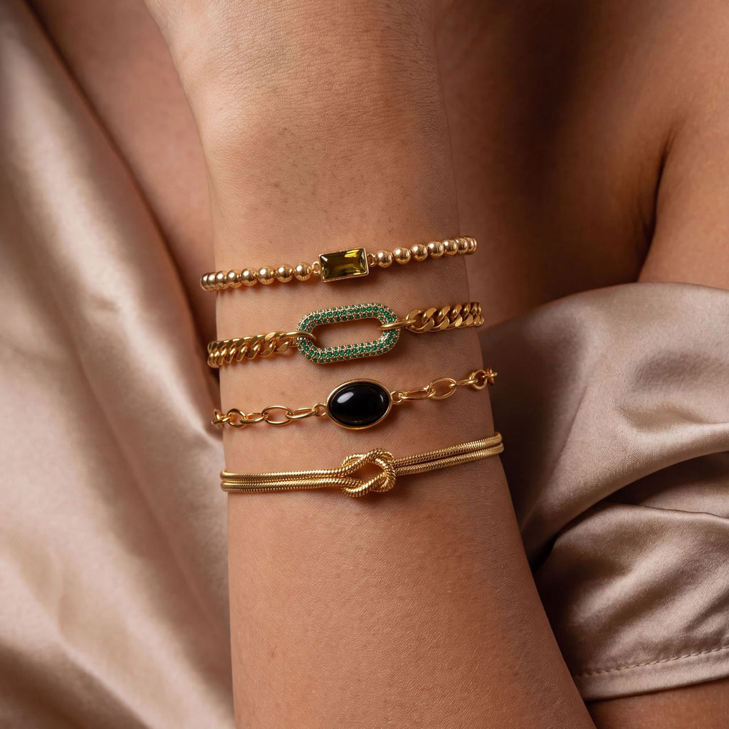 Lightweight Luxury Titanium Steel Bracelet | Beaded Knotted Braided Rope | 18K Colour-Lasting Electroplated