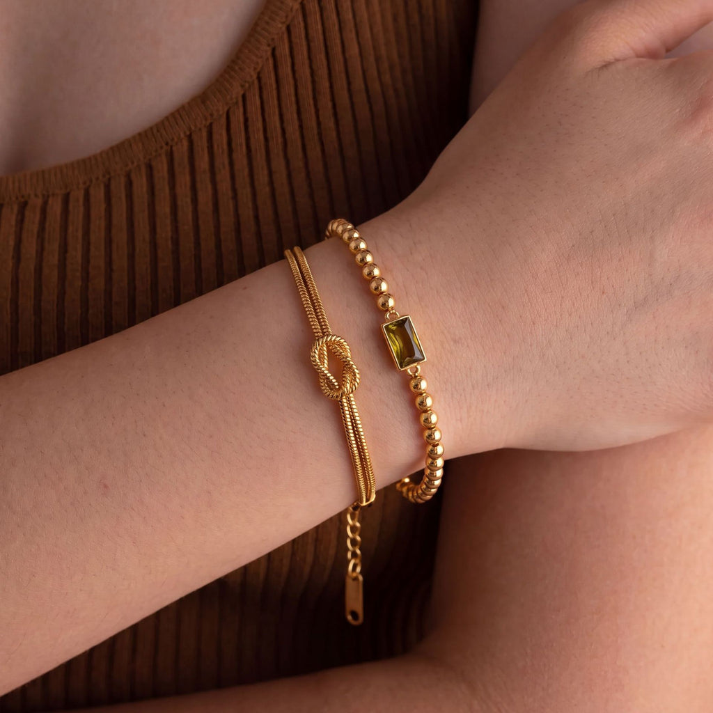 Lightweight Luxury Titanium Steel Bracelet | Beaded Knotted Braided Rope | 18K Colour-Lasting Electroplated