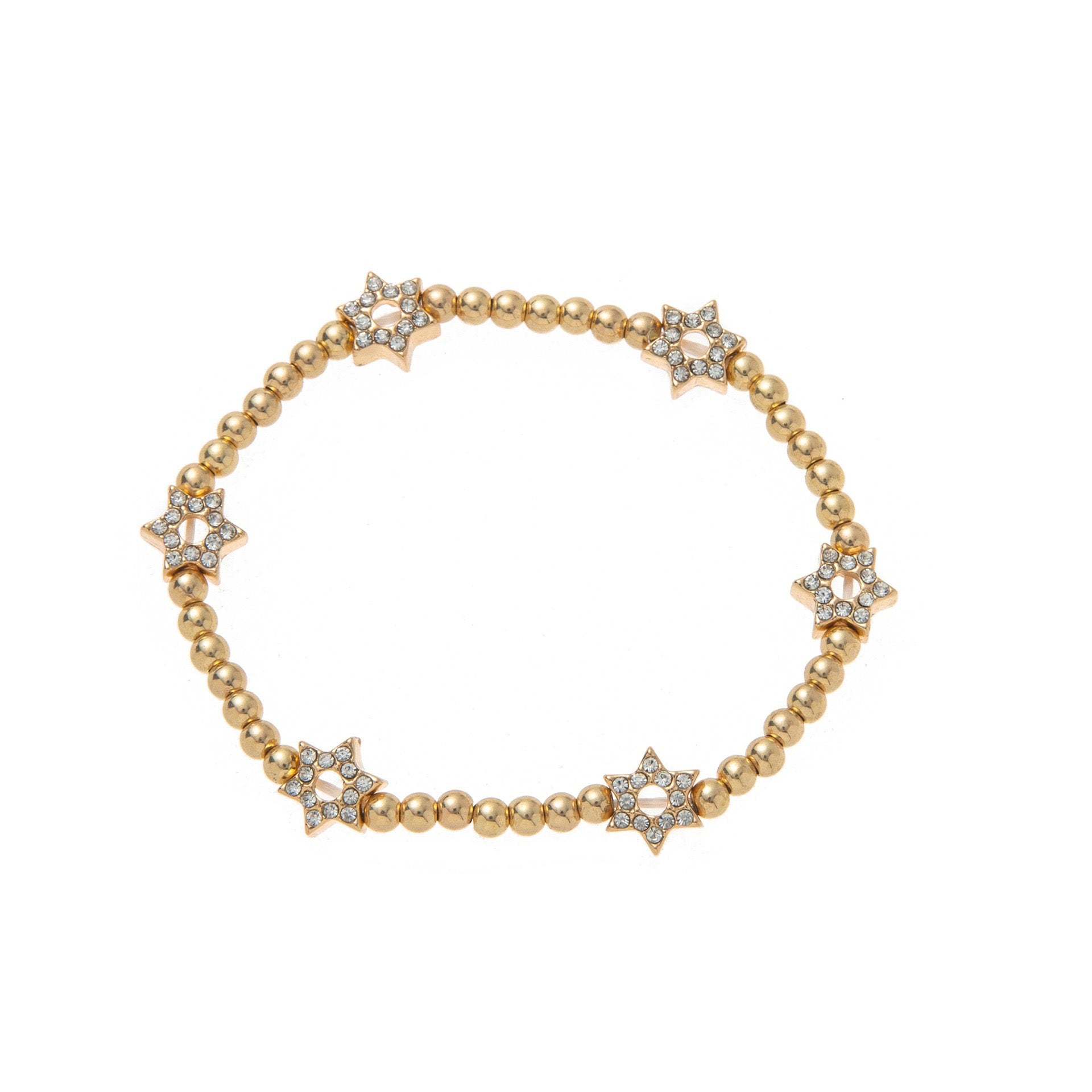 Lightweight Luxury Beaded Bracelet | Gold Ball & Hexagon Elastic Strand | Heart Zirconia Delicate Chain | Minimalist Versatile