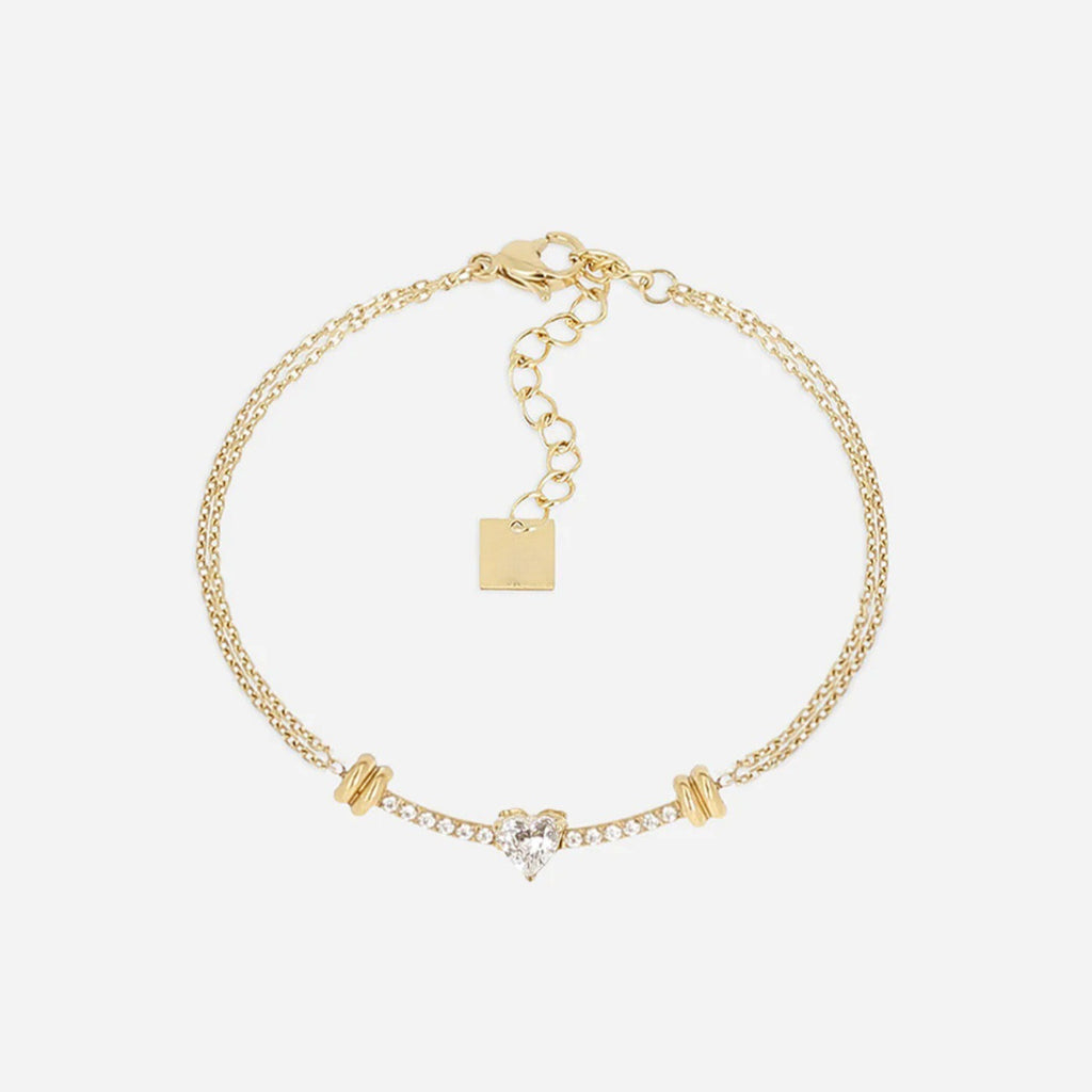 Lightweight Luxury Beaded Bracelet | Gold Ball & Hexagon Elastic Strand | Heart Zirconia Delicate Chain | Minimalist Versatile