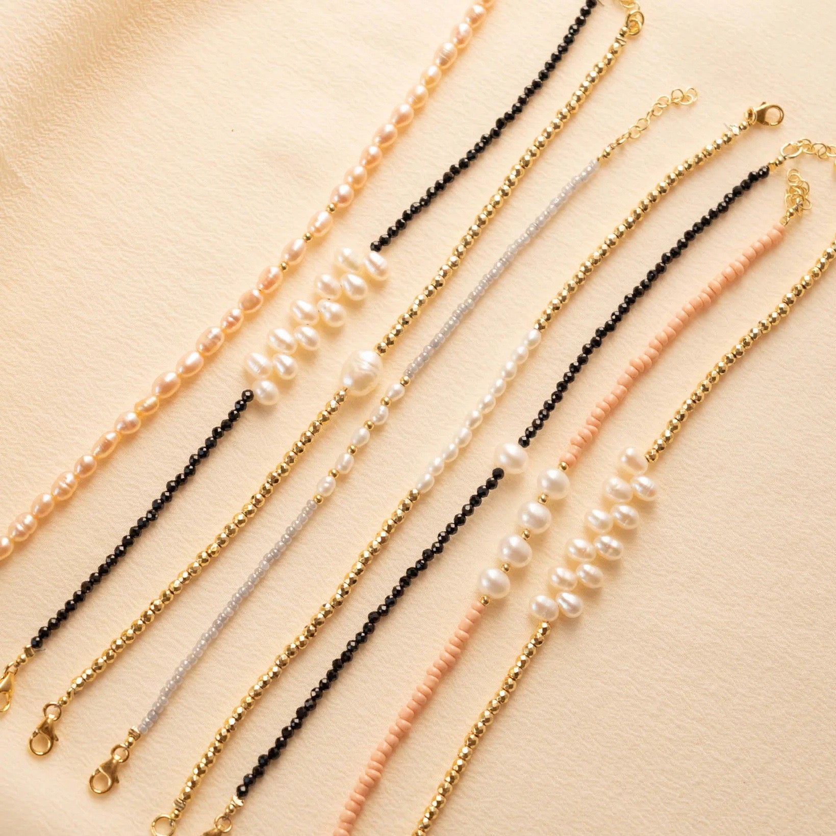 Gold Ball & Rice Bead Strand Bracelet | Titanium Steel 18K Gold Vacuum Plated | Colour-Lasting