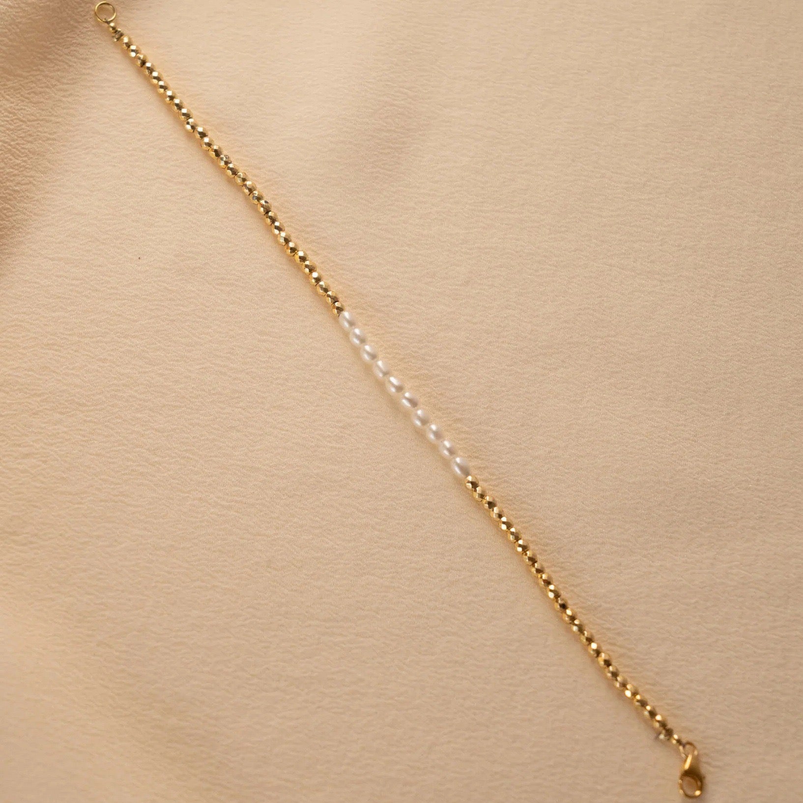 Gold Ball & Rice Bead Strand Bracelet | Titanium Steel 18K Gold Vacuum Plated | Colour-Lasting