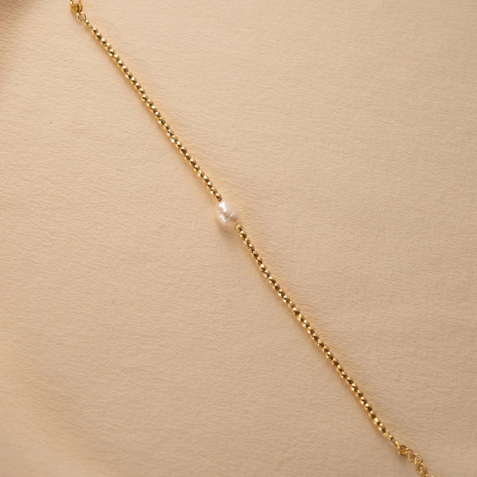 Gold Ball & Rice Bead Strand Bracelet | Titanium Steel 18K Gold Vacuum Plated | Colour-Lasting