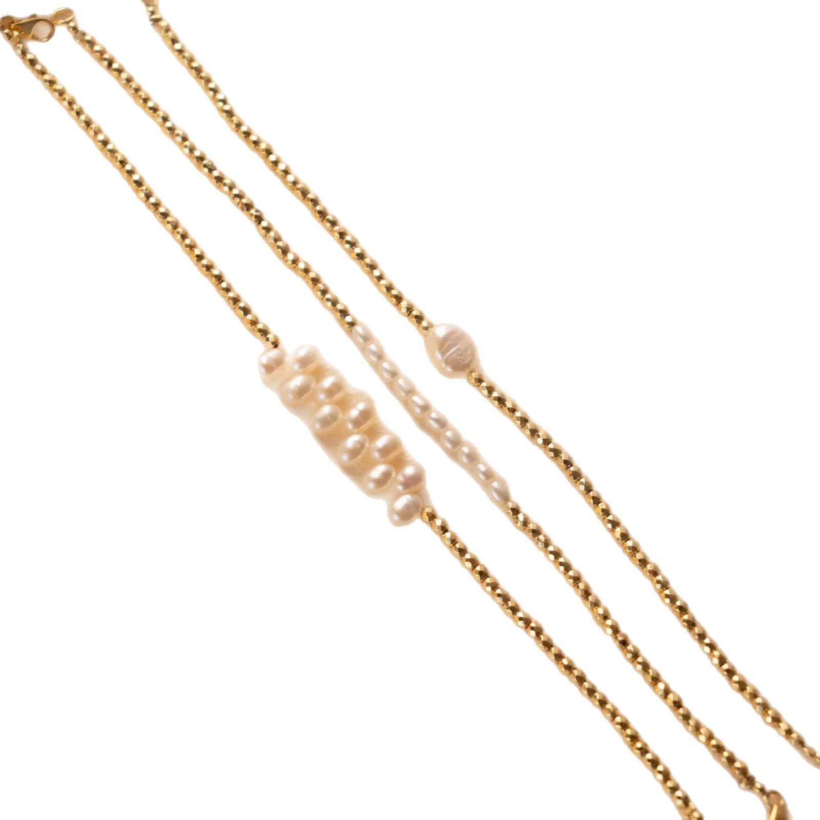 Gold Ball & Rice Bead Strand Bracelet | Titanium Steel 18K Gold Vacuum Plated | Colour-Lasting