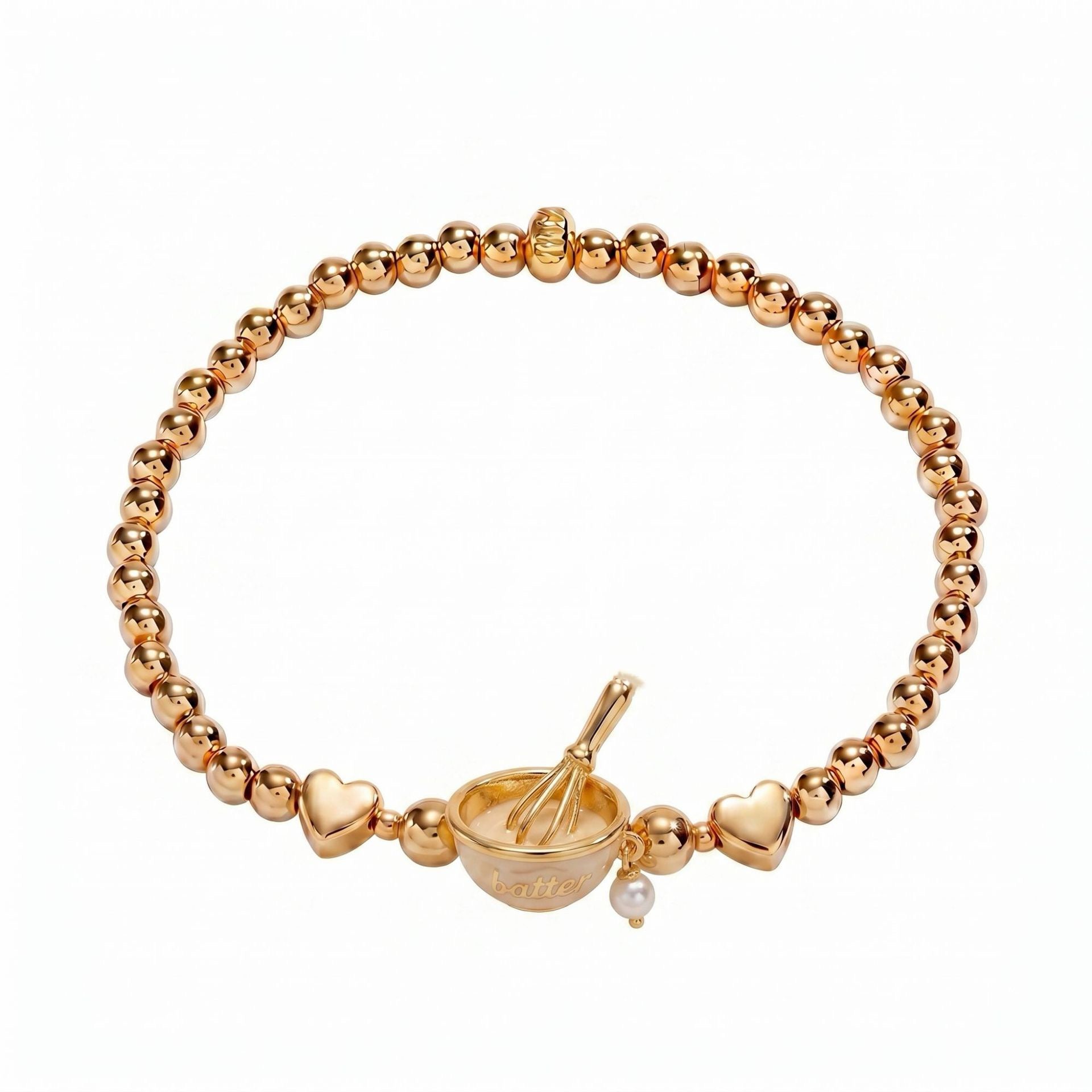Trendy Food-Themed Elastic Bracelet | Macaron & Cookie Charms | Eco-Friendly 18K Gold Plated Colour-Lasting