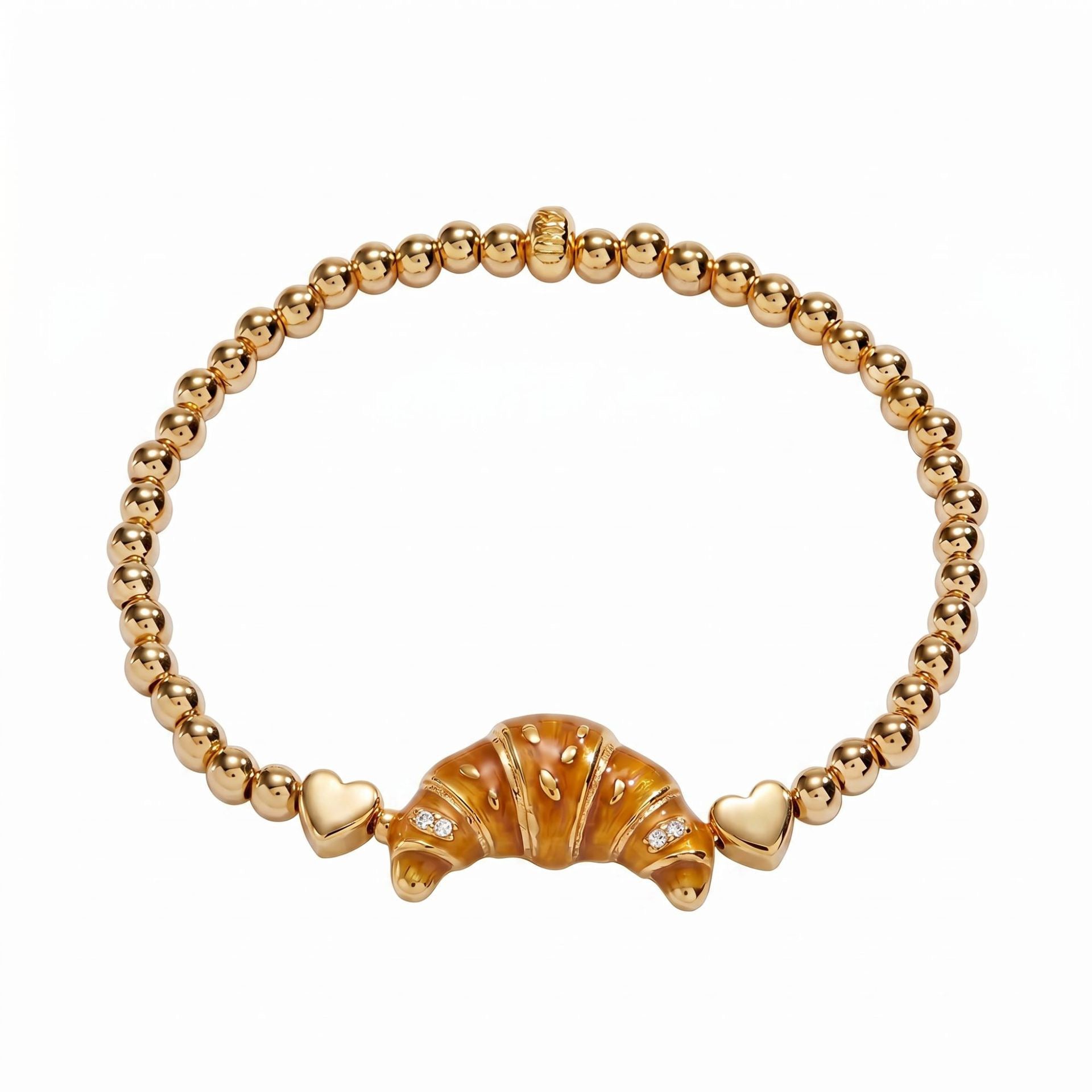 Trendy Food-Themed Elastic Bracelet | Macaron & Cookie Charms | Eco-Friendly 18K Gold Plated Colour-Lasting