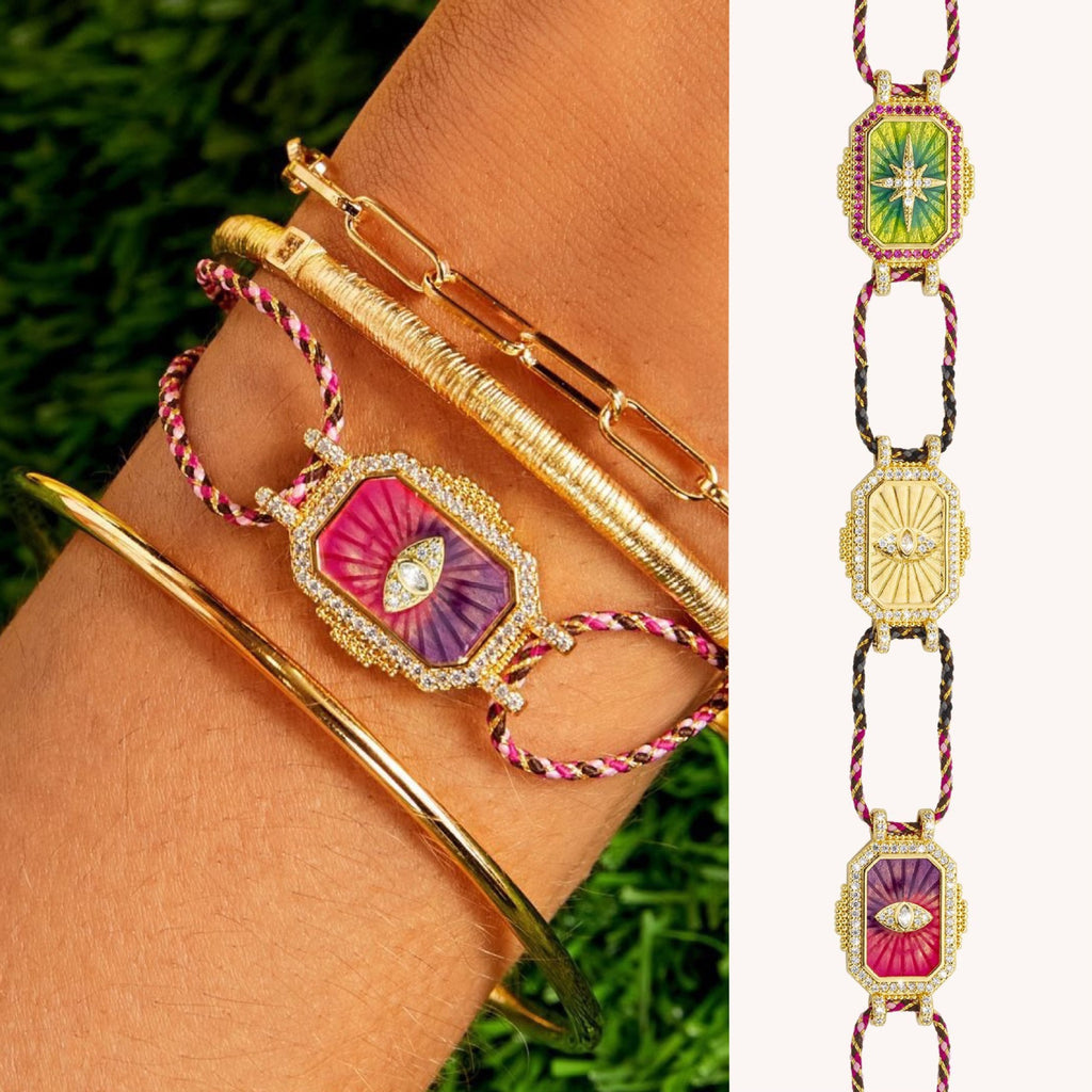 Tarot Card Crystal & Enamel Bracelet | Viral INS Style | Real Gold Electroplated Colour-Lasting