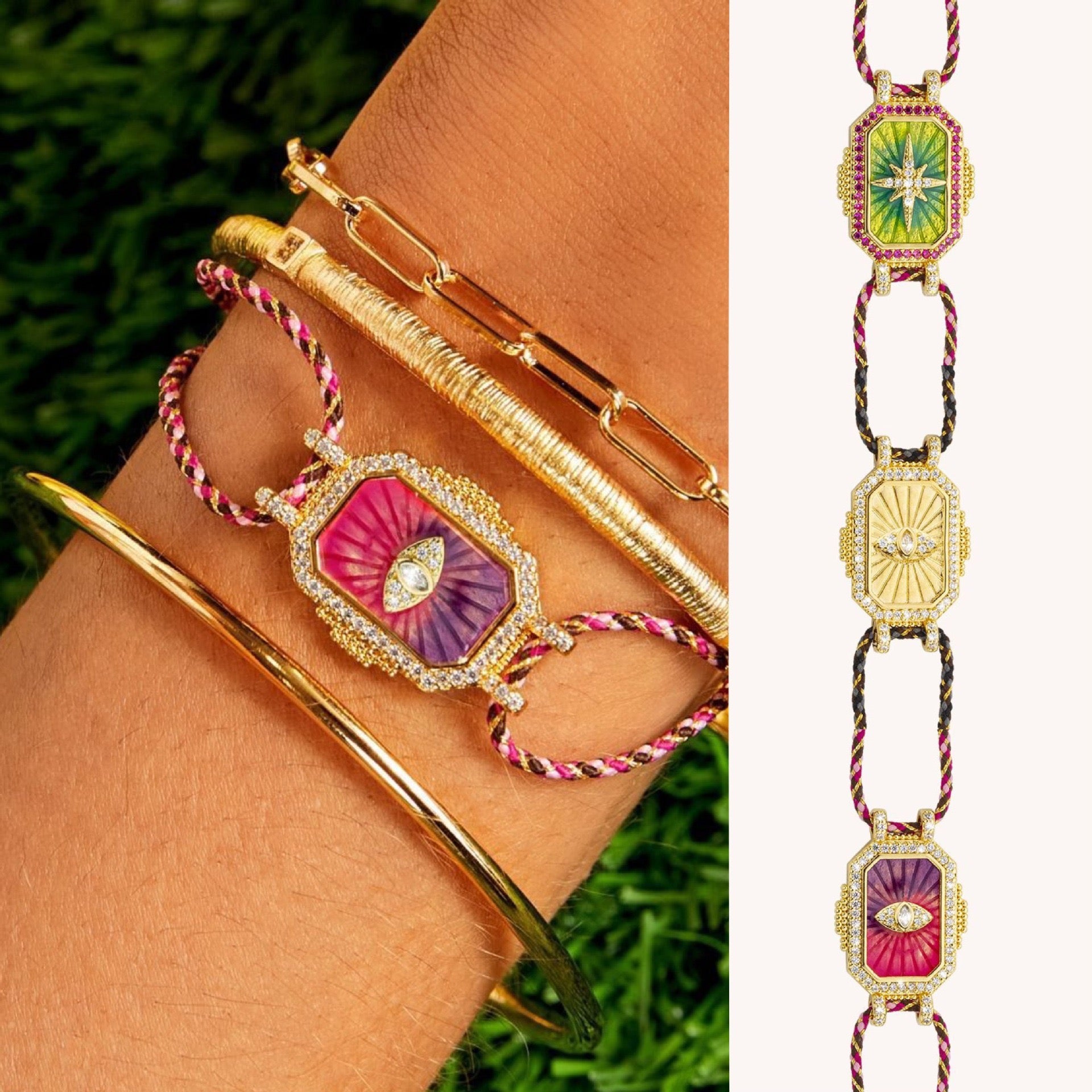 Tarot Card Crystal & Enamel Bracelet | Viral INS Style | Real Gold Electroplated Colour-Lasting