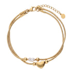 Gold Layered Dainty Bracelet – Heart, Sun, Knot & Pearl Zirconia - UMI